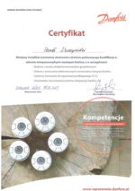 Certyfikat firmy Danfoss
