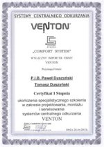 Certyfikat firmy Venton